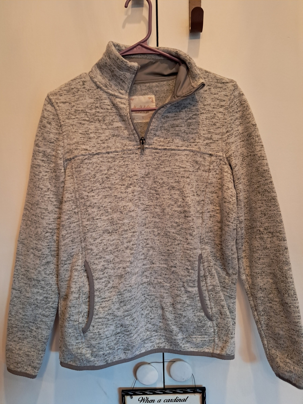 Women's Light Gray Quarter-Zip Fleece Pullover
